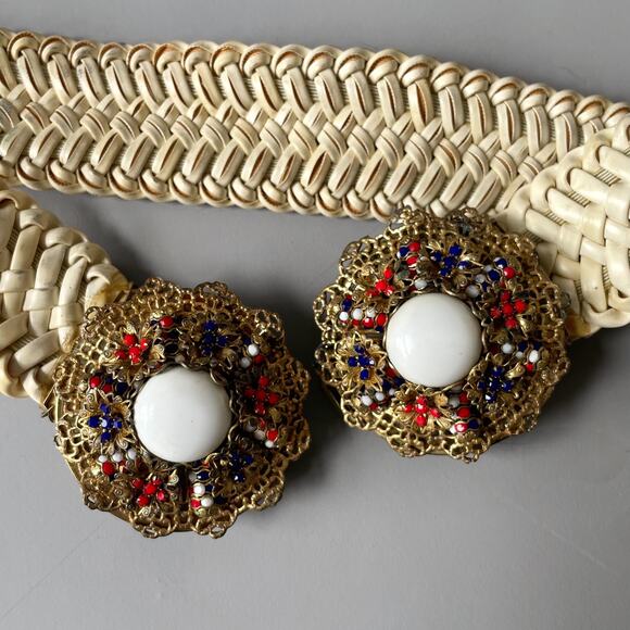 Stanley Hagler NYC Signed Vintage Jeweled Stretch Belt Filigree Clasp Rhinestone - Picture 4 of 10